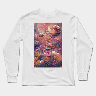 Psychedelic pink floral coffee | psychedelic floral coffee Long Sleeve T-Shirt